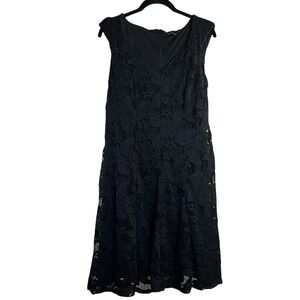 Ryan Michelle Black‎ Lace Dress Sleeveless V Neck Cocktail Party Elegant